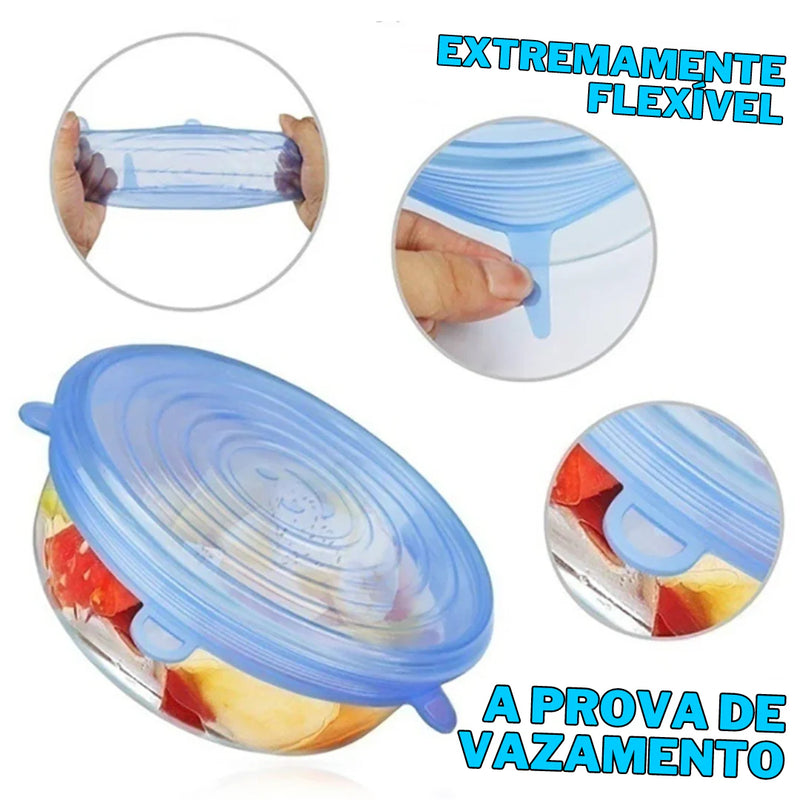 Compre 6 Leve 12 - Kit 12 Tampas de Silicone Super Elástico Reutilizável (UNIVERSAL)