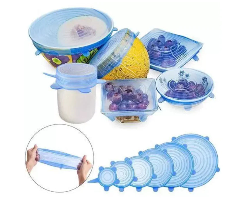 Compre 6 Leve 12 - Kit 12 Tampas de Silicone Super Elástico Reutilizável (UNIVERSAL)