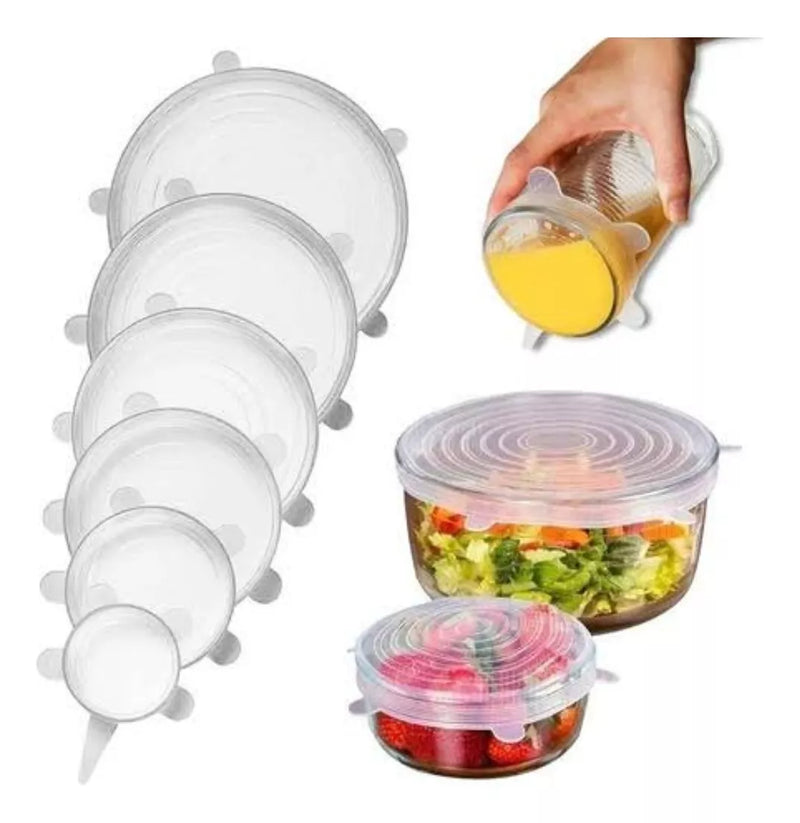 Compre 6 Leve 12 - Kit 12 Tampas de Silicone Super Elástico Reutilizável (UNIVERSAL)