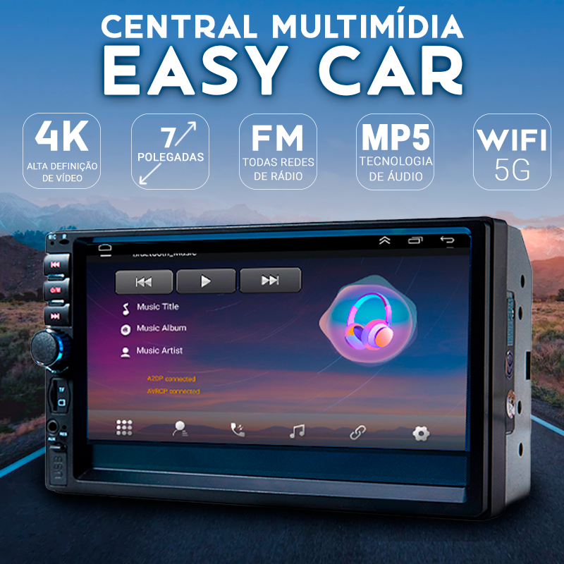 Central Multimídia Universal 7 Polegadas Wifi Gps Mp5 Bluetooth - EasyCar - Gazolli Store